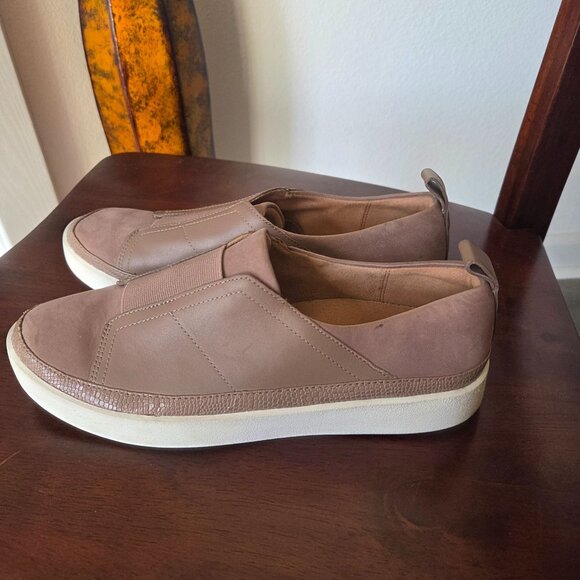 Vionic Womens Size 8 Zinah Blush Tan Slip-On Sneakers Leather Suede Upper Casual - Picture 2 of 10